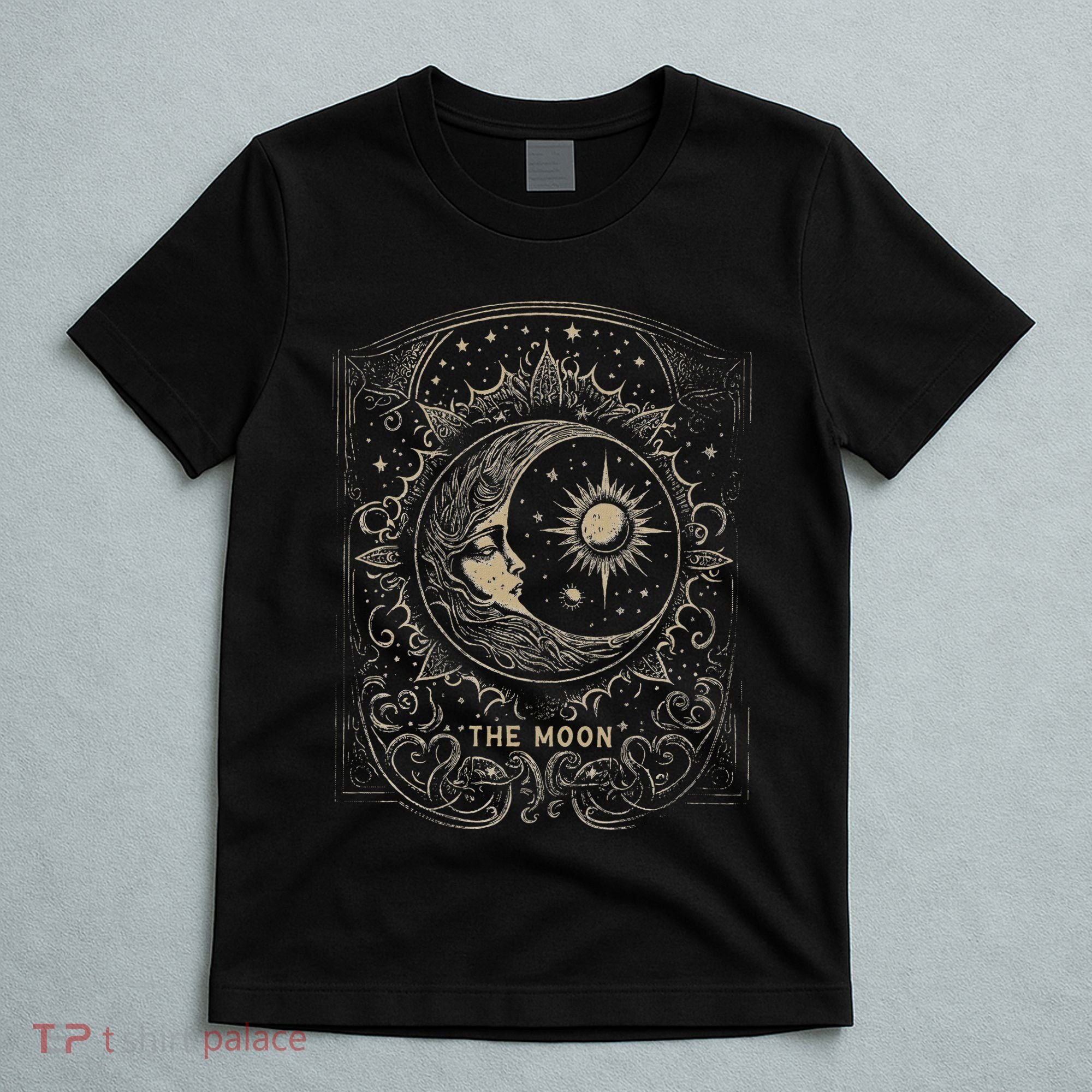 The Moon Tarot Card Goth Emo Occult Graphic Women T-Shirt