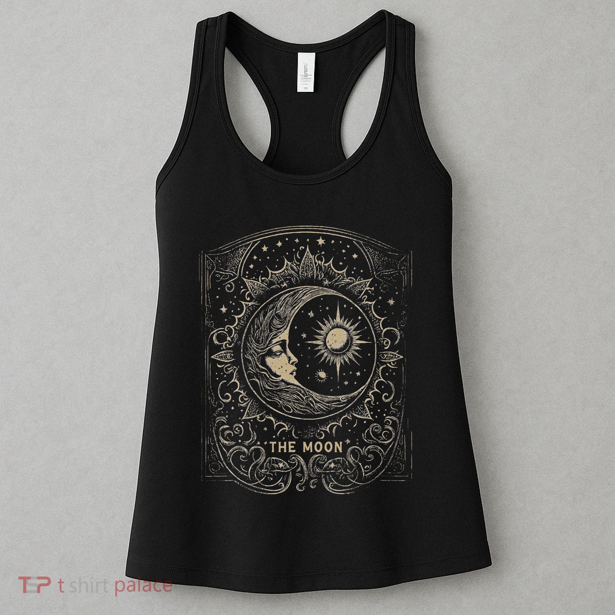The Moon Tarot Card Goth Emo Occult Graphic Women Women's Tank Top