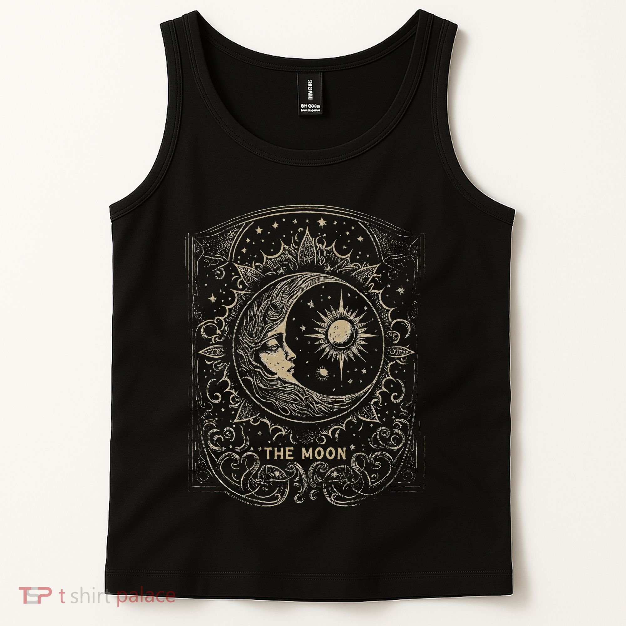 The Moon Tarot Card Goth Emo Occult Graphic Women Tank Top