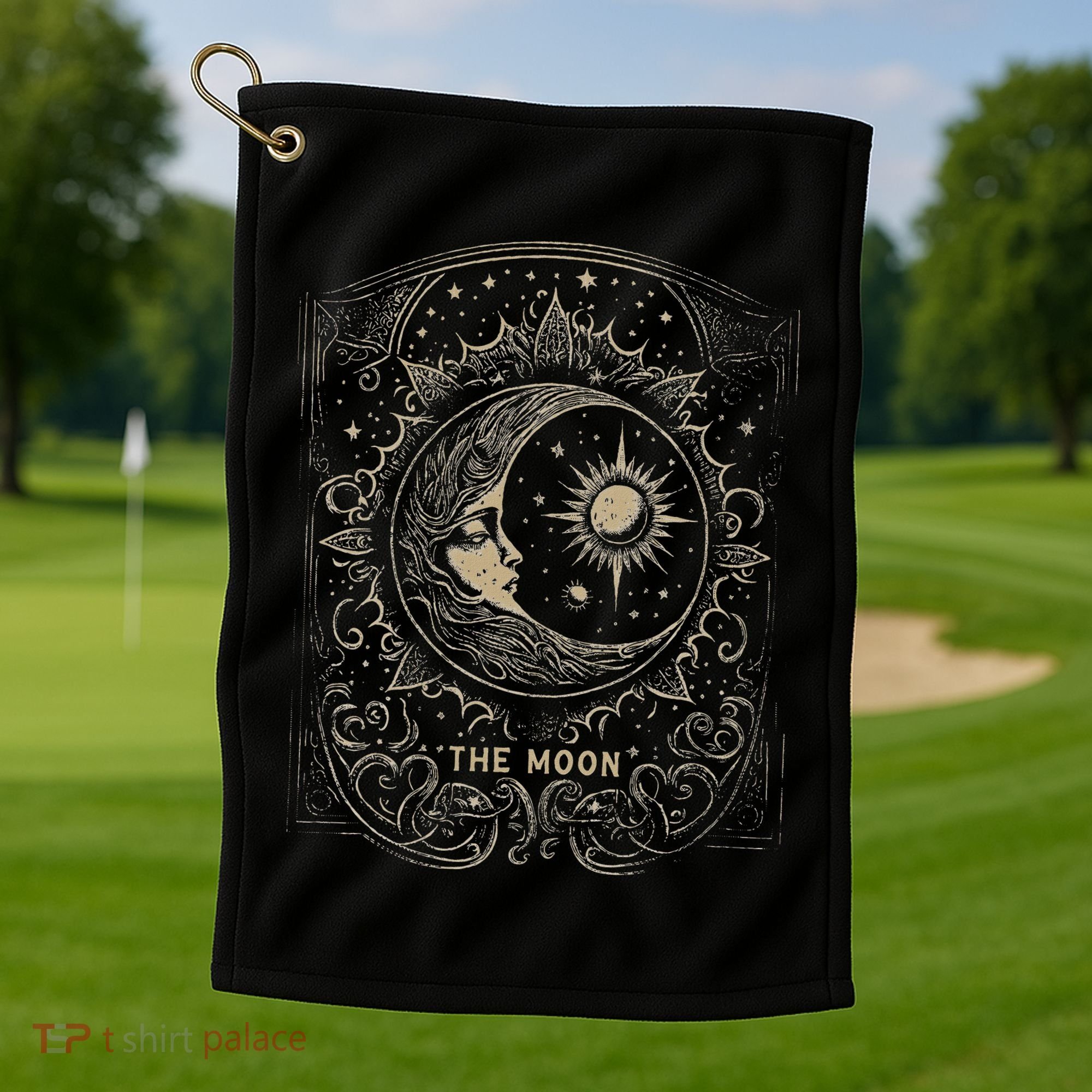 The Moon Tarot Card Goth Emo Occult Graphic Women Golf Towel