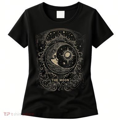The Moon Tarot Card Goth Emo Occult Graphic Women Women's T-Shirt