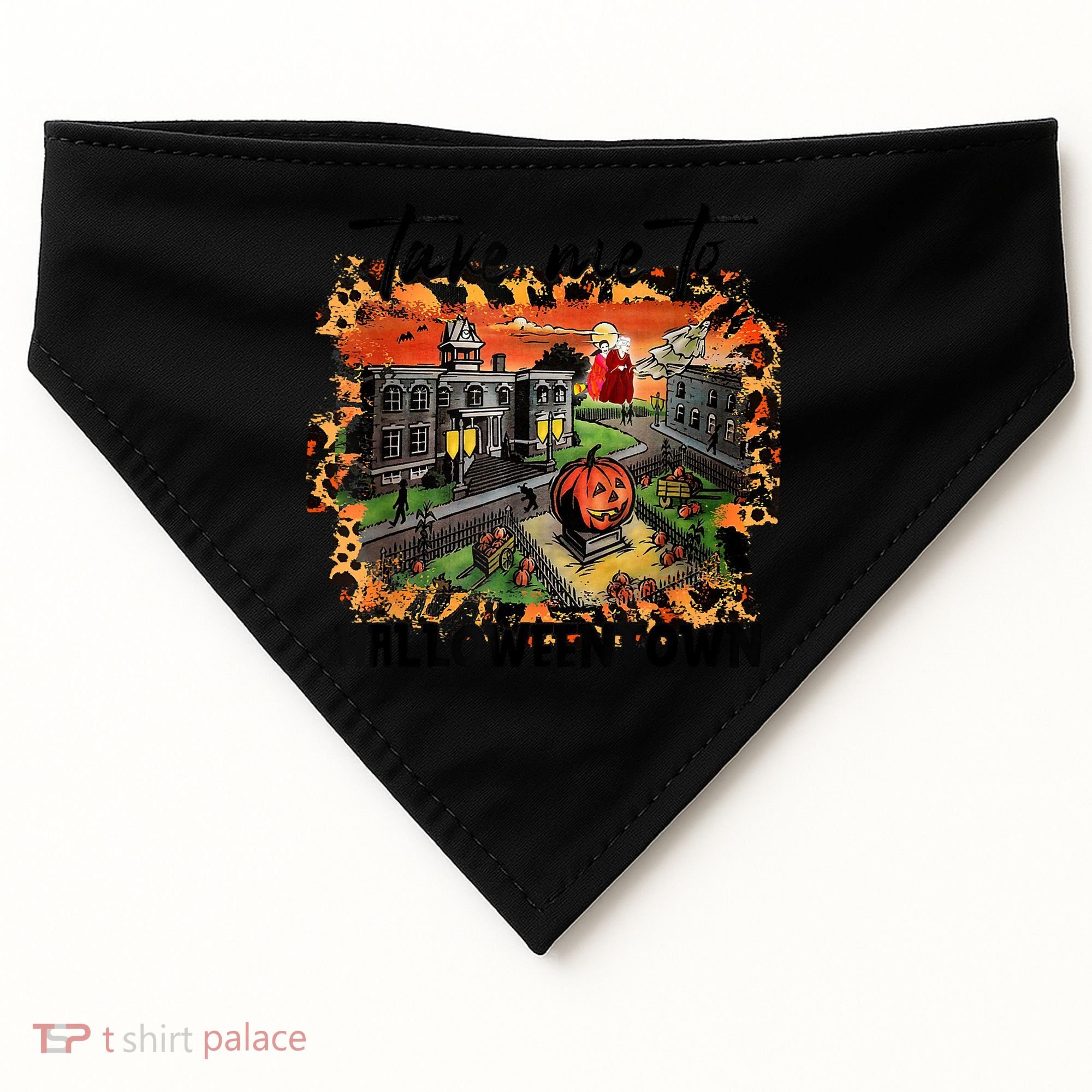 Take Me To Halloweentown & Chill Leopard Halloween Costume Gift USA-Made Doggie Bandana