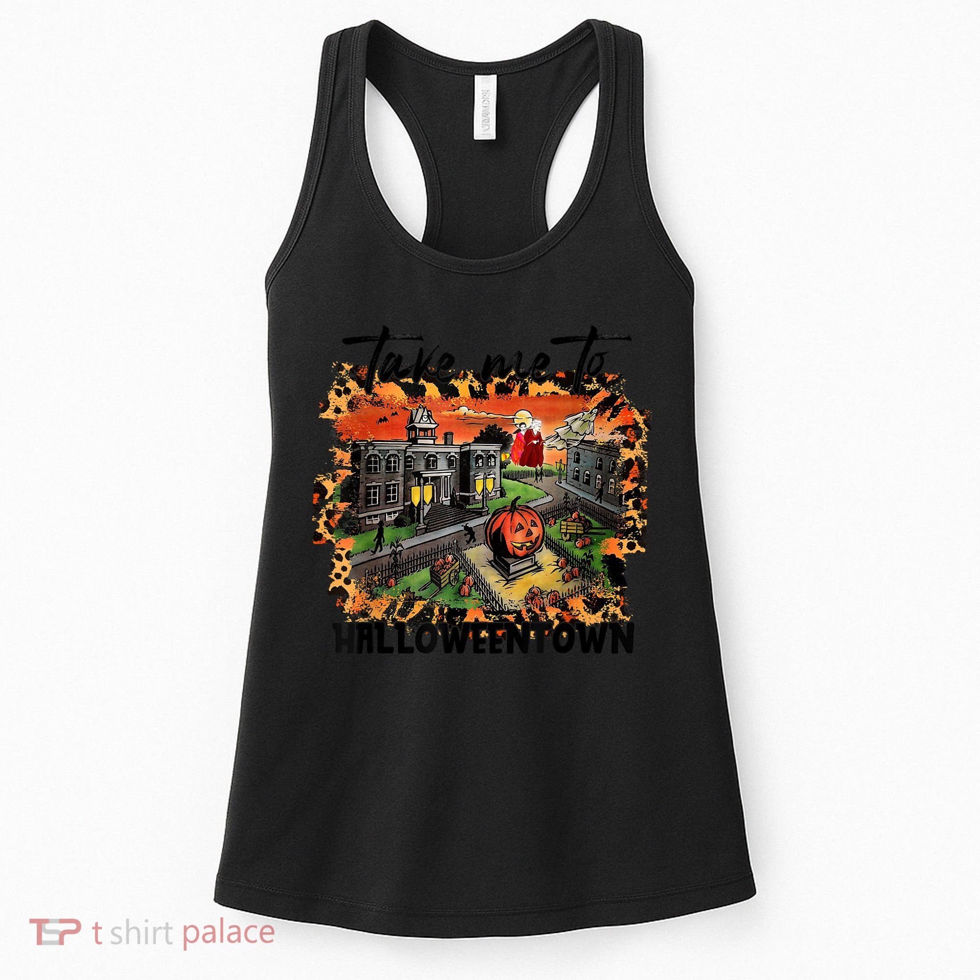 Take Me To Halloweentown & Chill Leopard Halloween Costume Gift Women's Tank Top