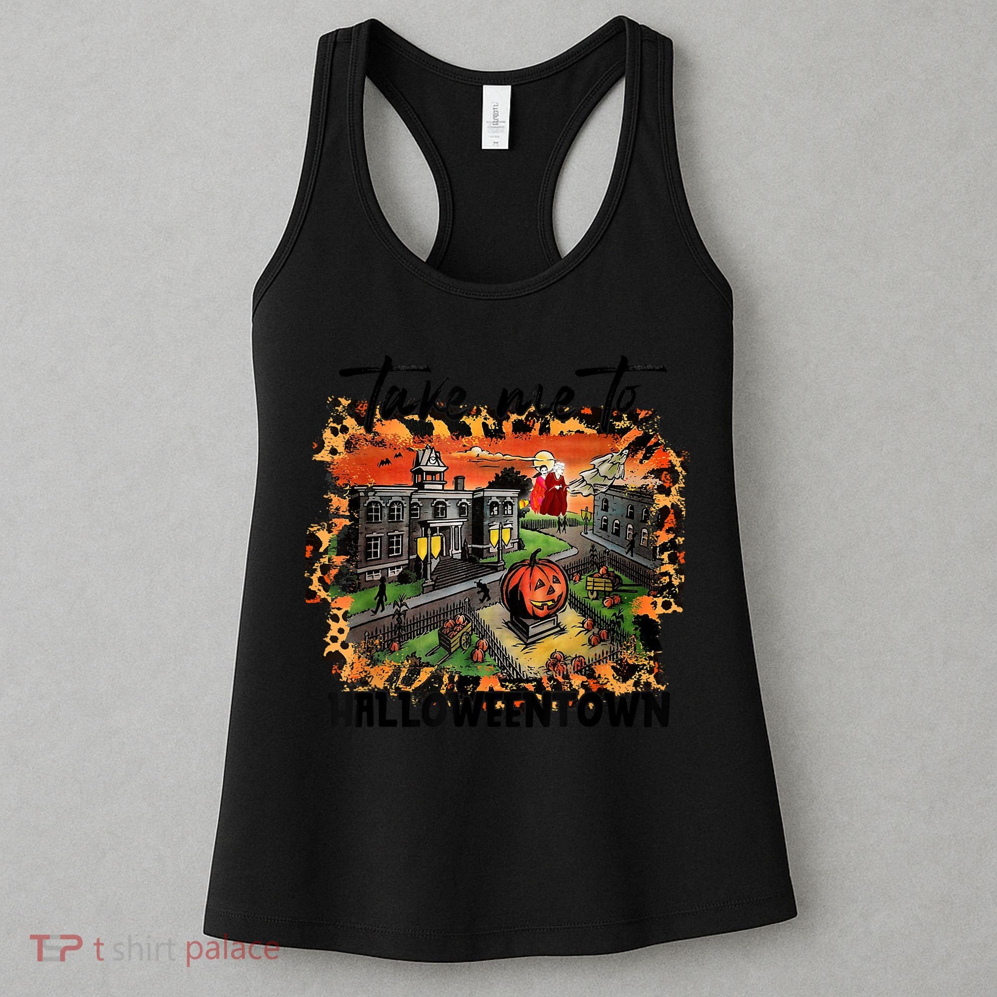 Take Me To Halloweentown & Chill Leopard Halloween Costume Gift Women's Tank Top