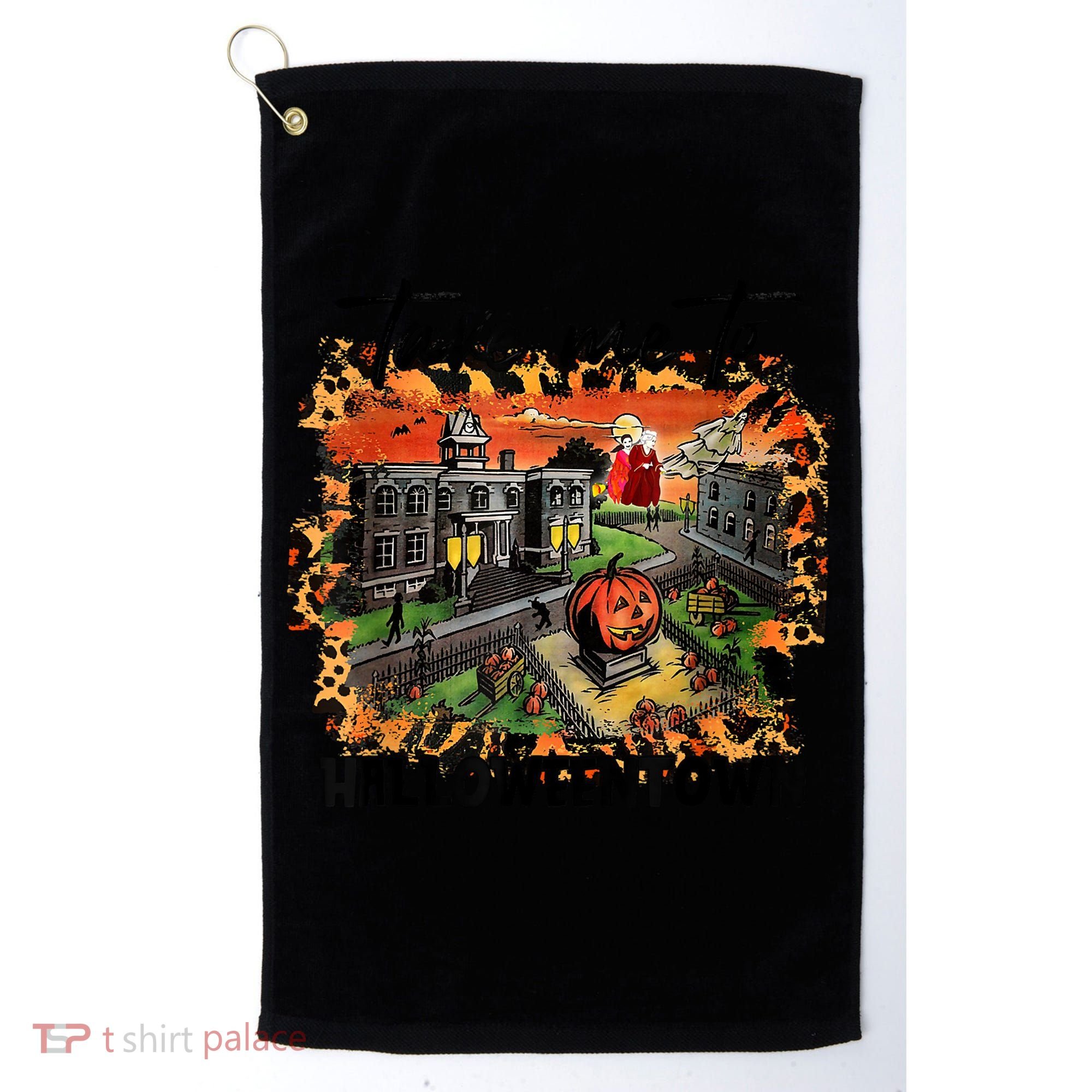 Take Me To Halloweentown & Chill Leopard Halloween Costume Gift Golf Towel
