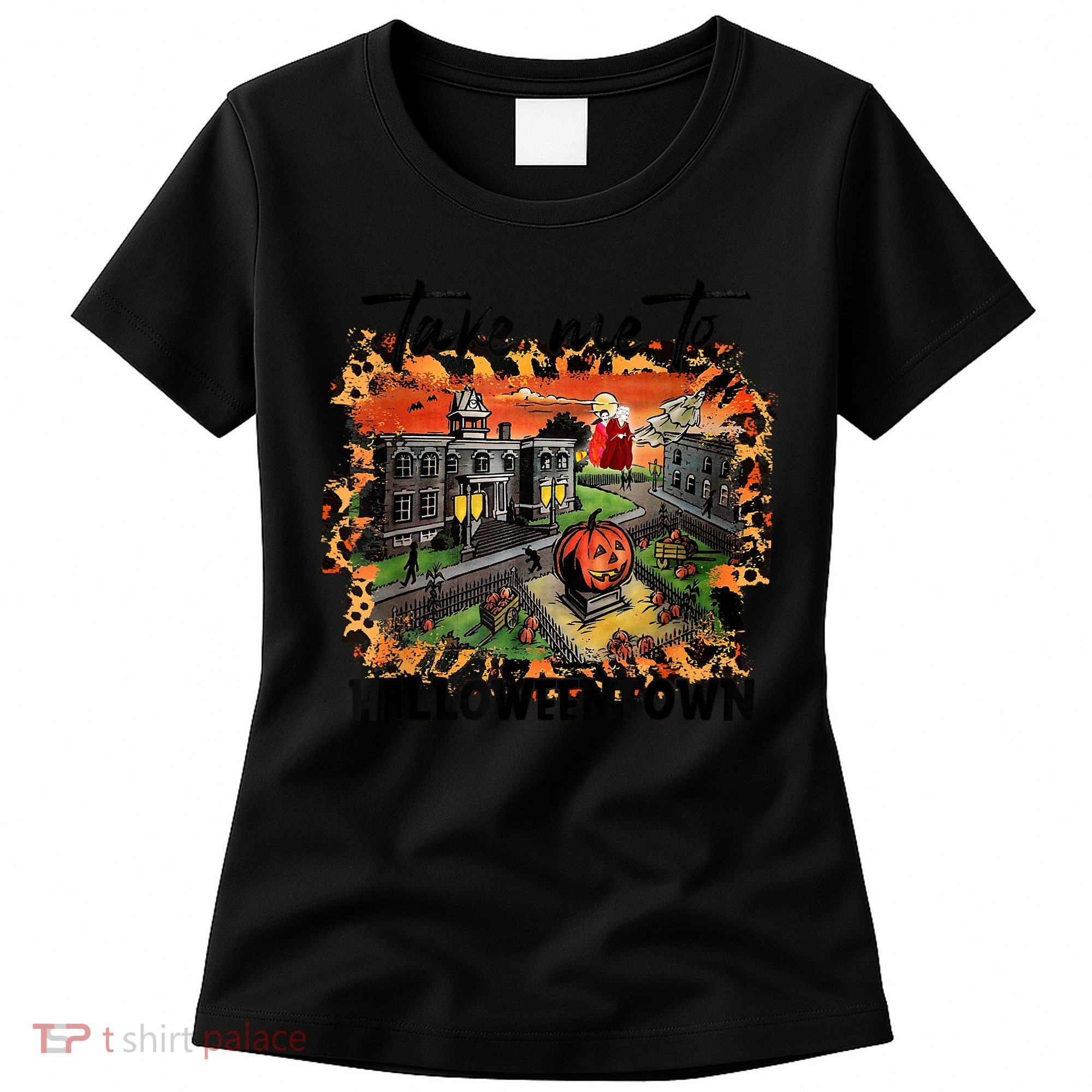 Take Me To Halloweentown & Chill Leopard Halloween Costume Gift Women's T-Shirt