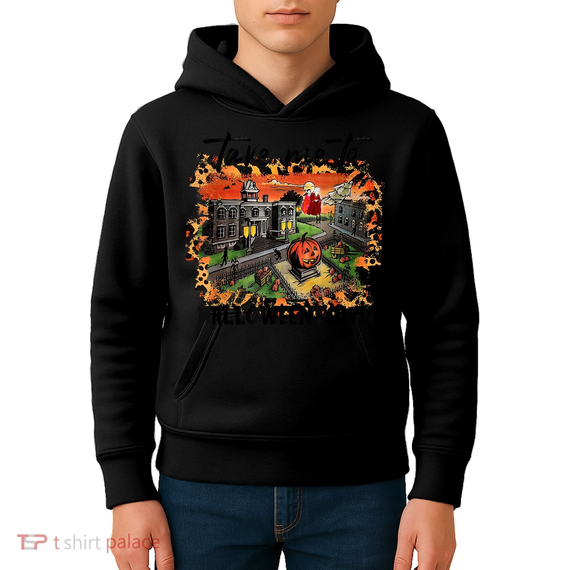 Take Me To Halloweentown & Chill Leopard Halloween Costume Gift Kids Hoodie