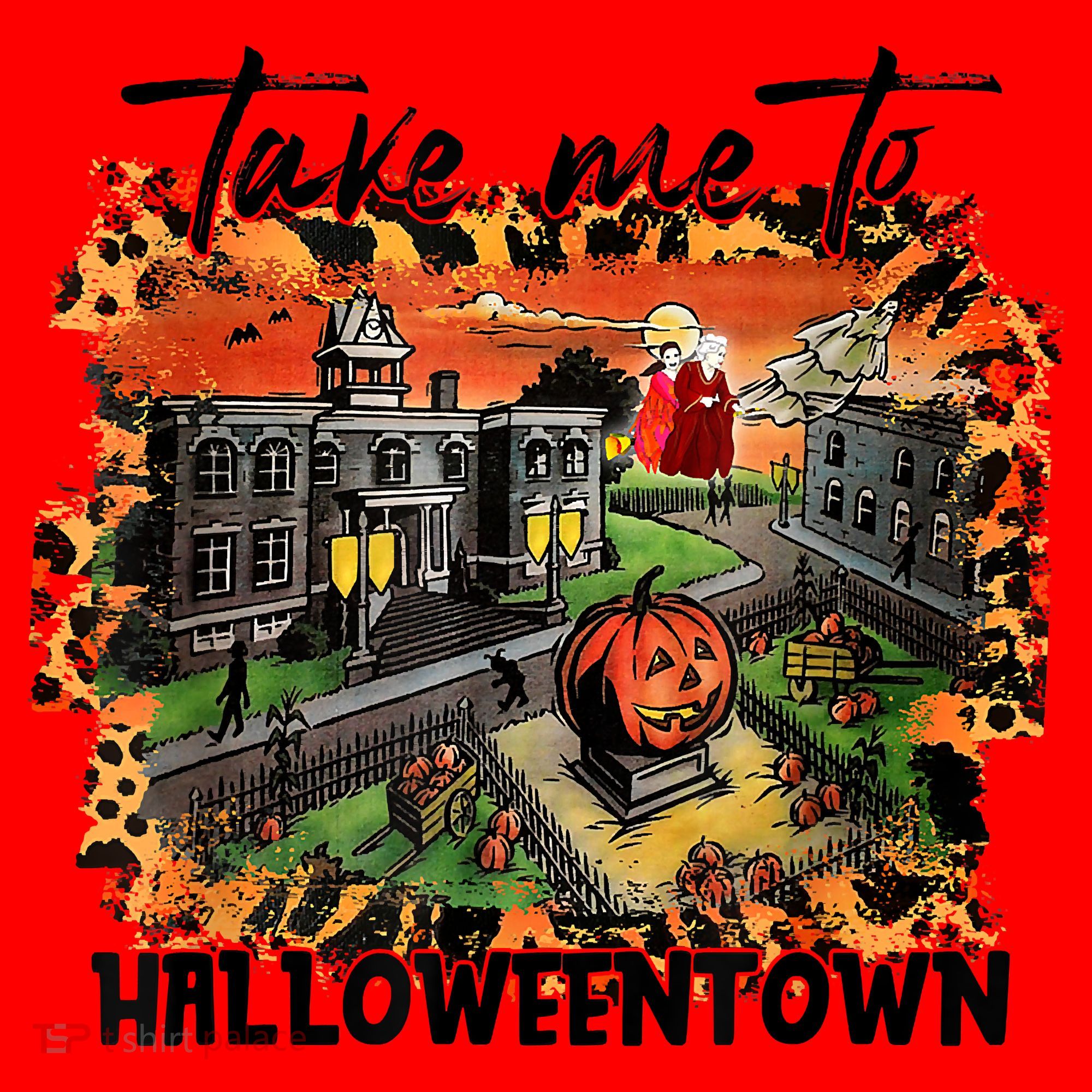 Take Me To Halloweentown & Chill Leopard Halloween Costume Gift Santa Hat
