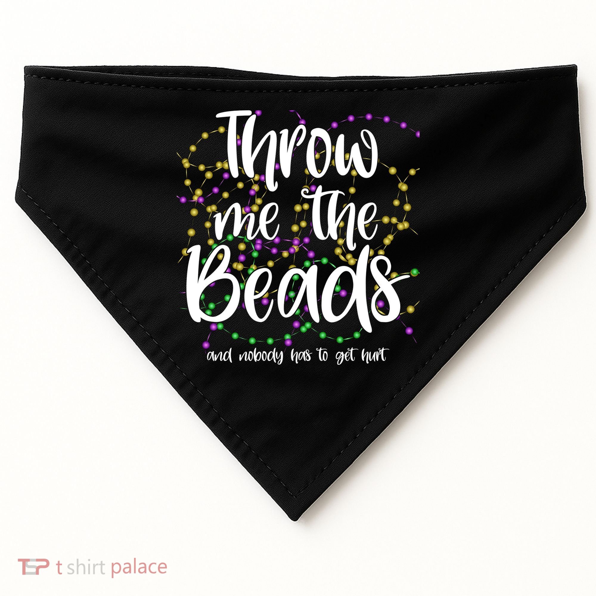 Throw Me The Beads And Nobody Has To Get Hurt Funny Mardi Gras USA-Made Doggie Bandana
