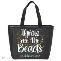 Throw Me The Beads And Nobody Has To Get Hurt Funny Mardi Gras Tote Bag thumb 0