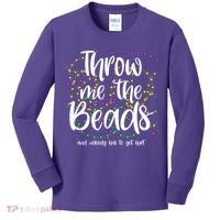 Throw Me The Beads And Nobody Has To Get Hurt Funny Mardi Gras Kids Long Sleeve Shirt thumb 0
