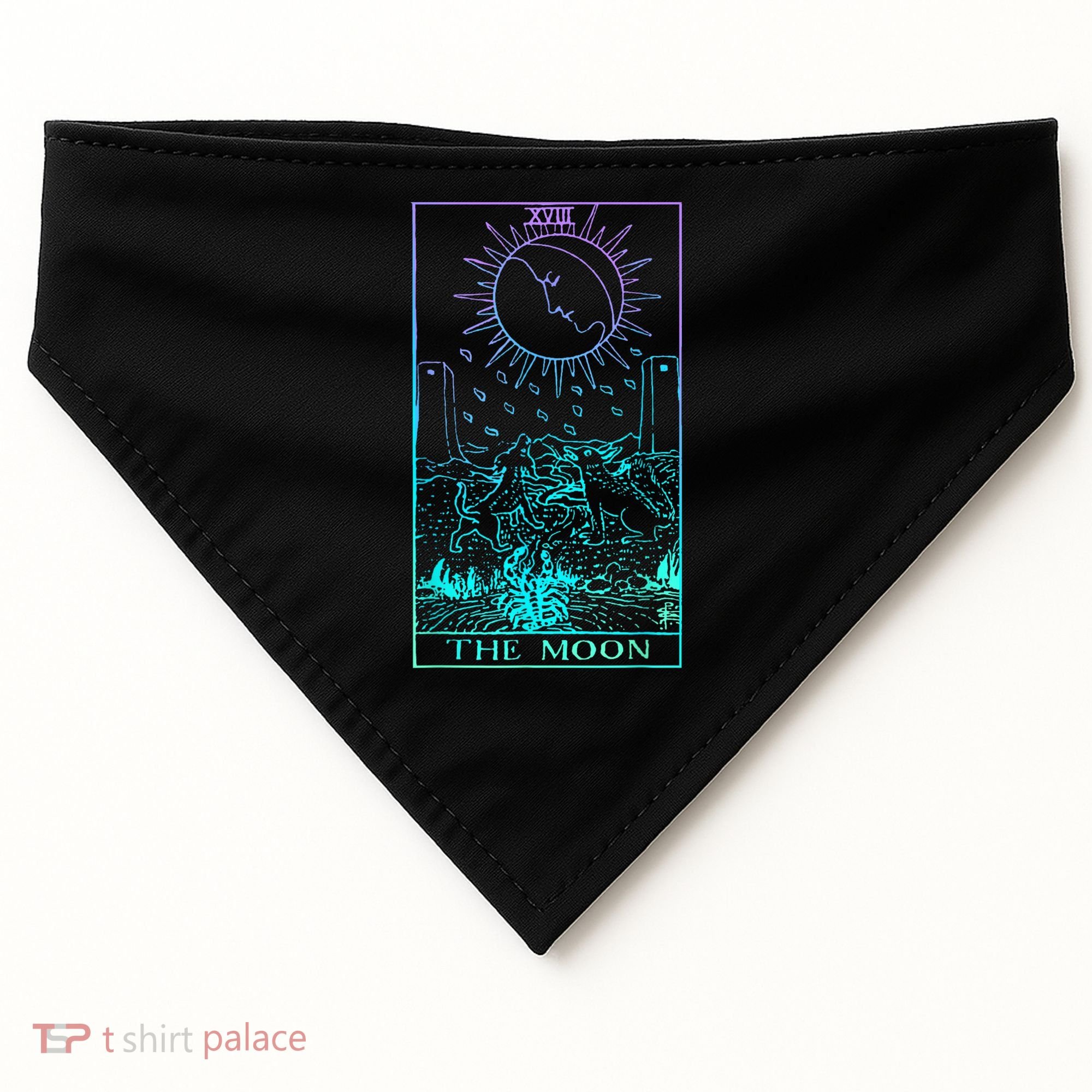 The Moon Tarot Card Rider Waite Witchy USA-Made Doggie Bandana