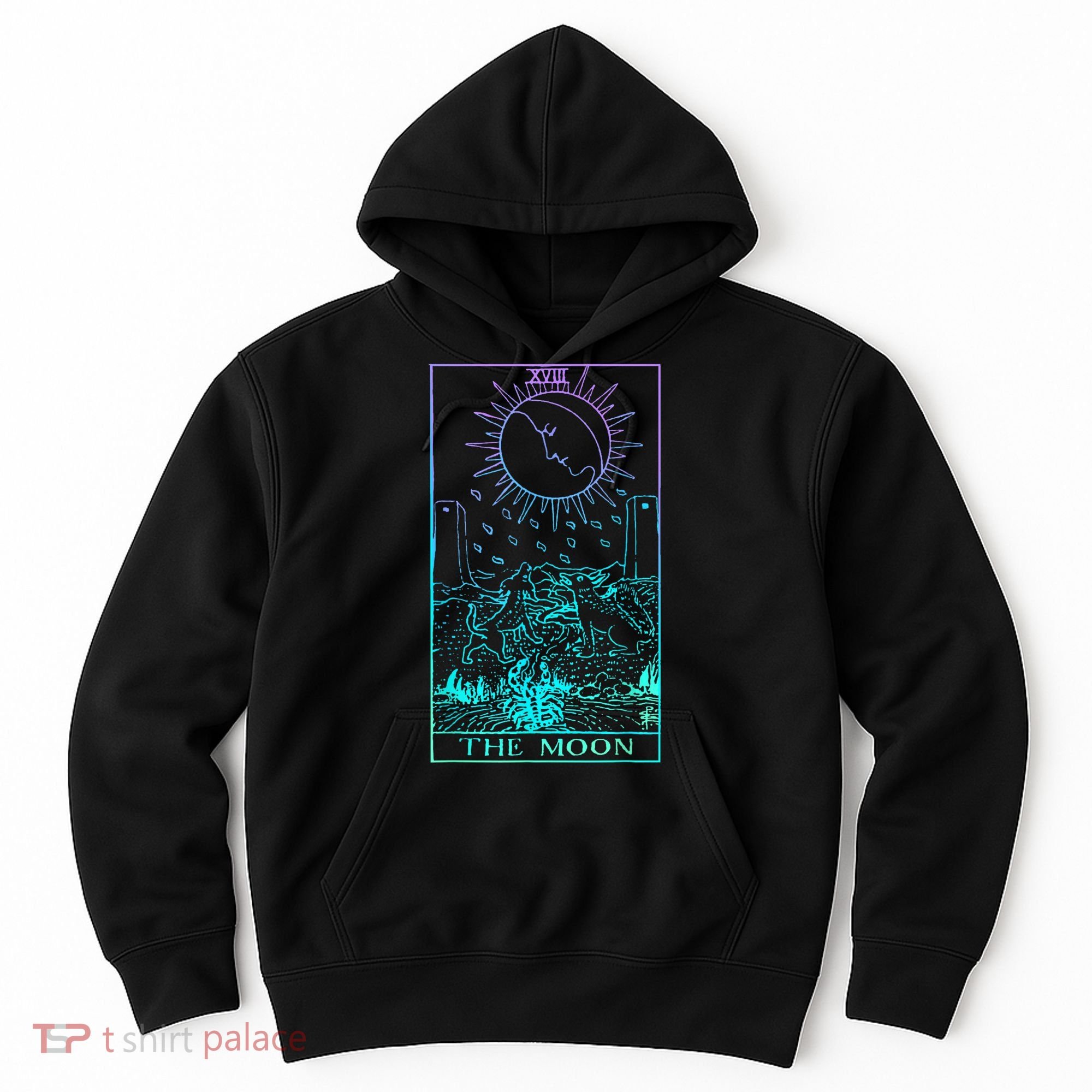 The Moon Tarot Card Rider Waite Witchy Hoodie