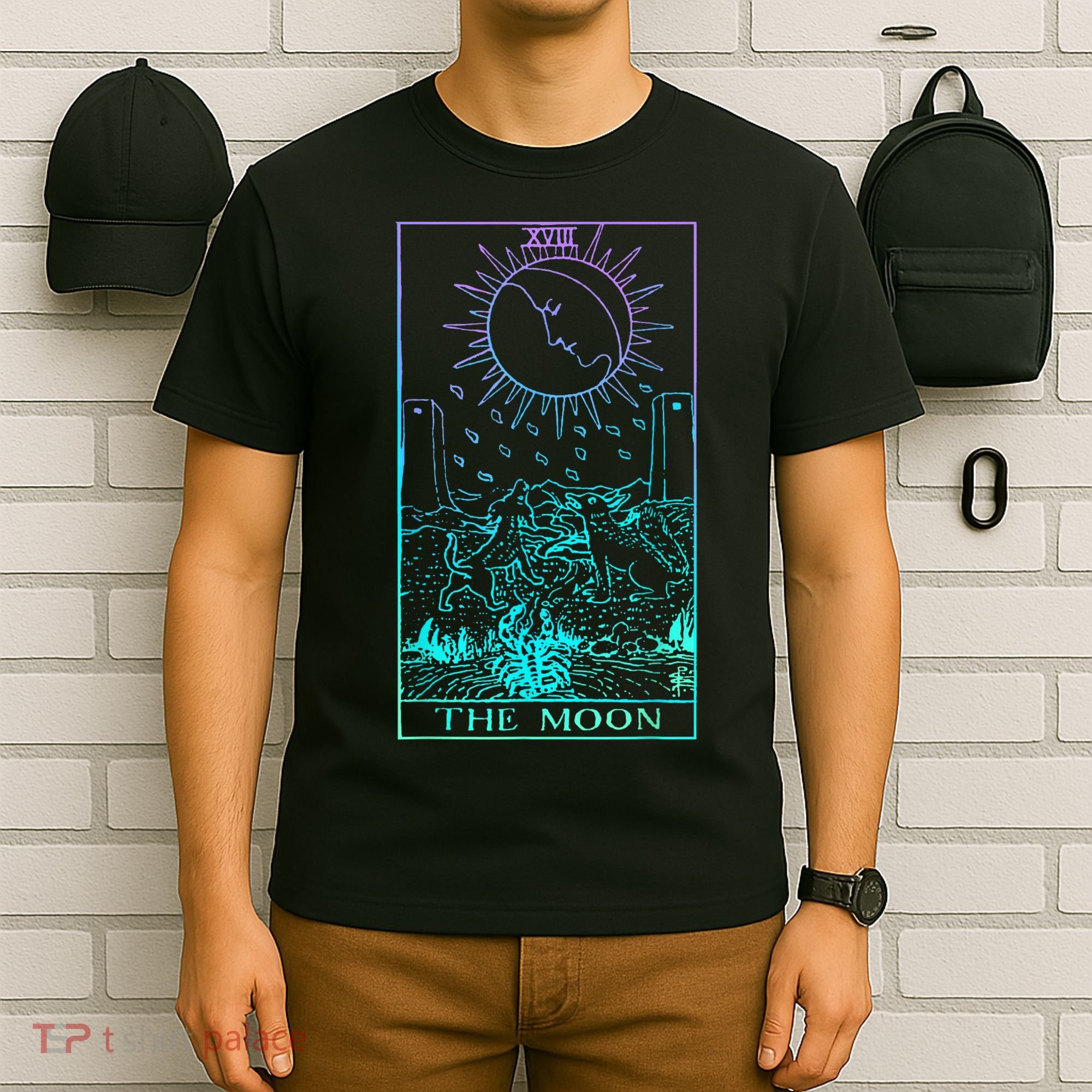 The Moon Tarot Card Rider Waite Witchy T-Shirt