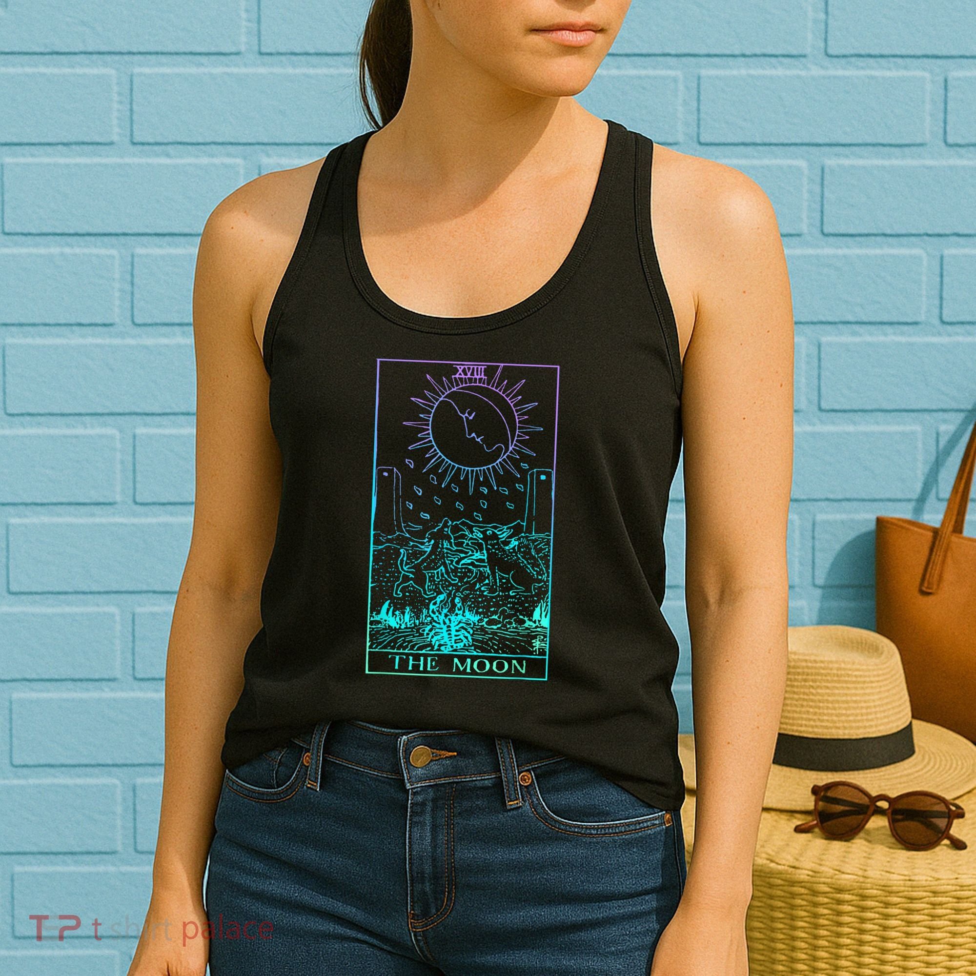 The Moon Tarot Card Rider Waite Witchy Women's Tank Top