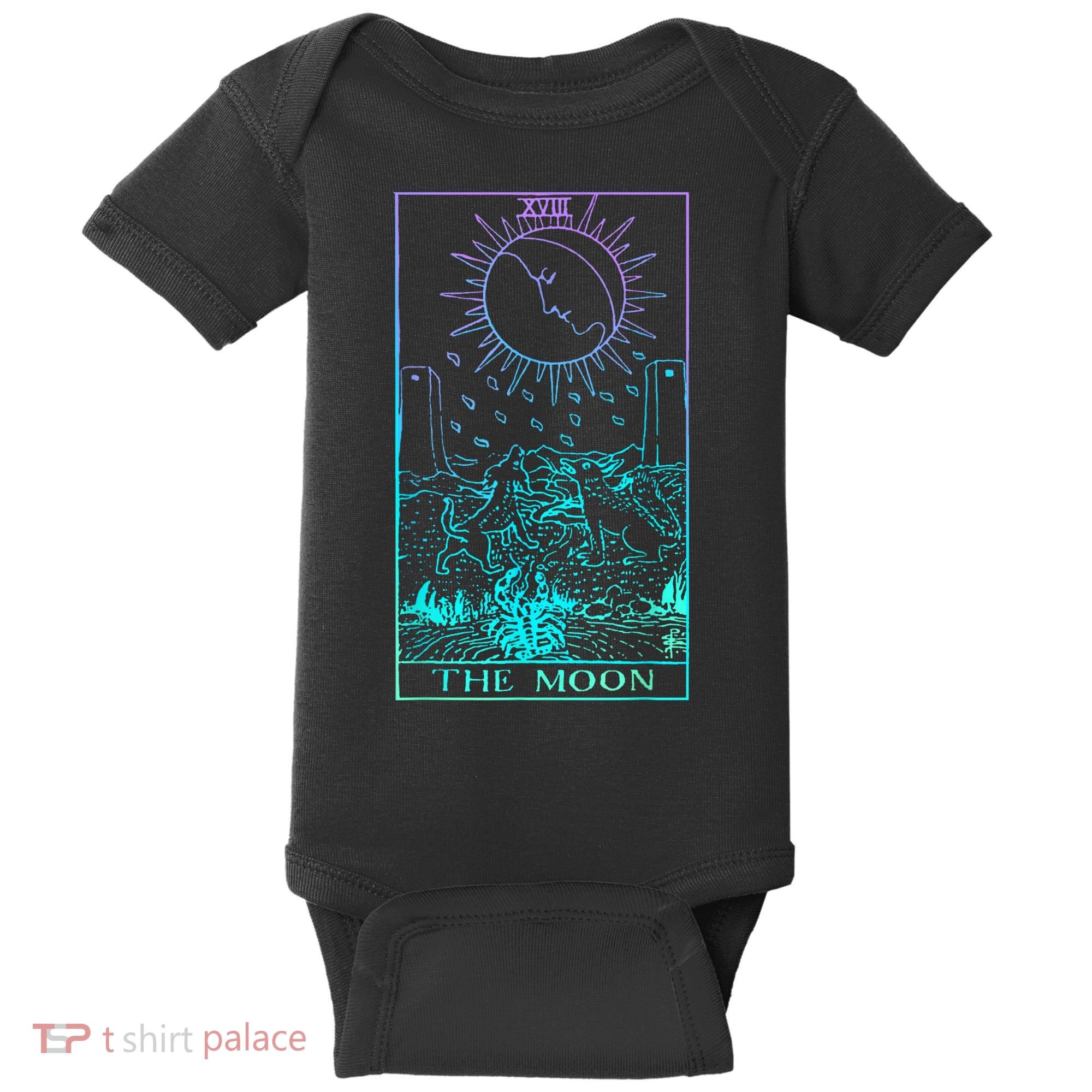 The Moon Tarot Card Rider Waite Witchy Baby Bodysuit