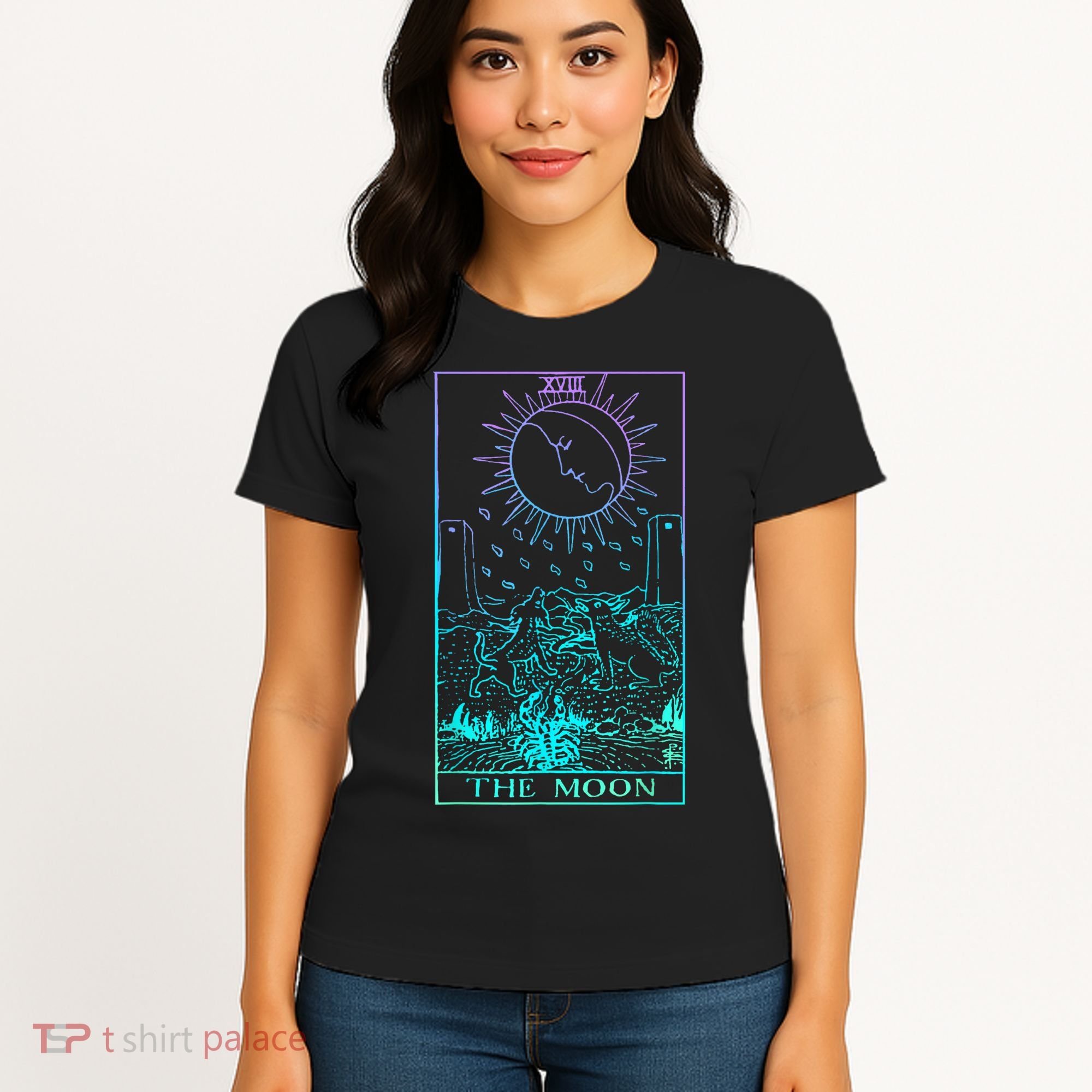 The Moon Tarot Card Rider Waite Witchy Women's T-Shirt