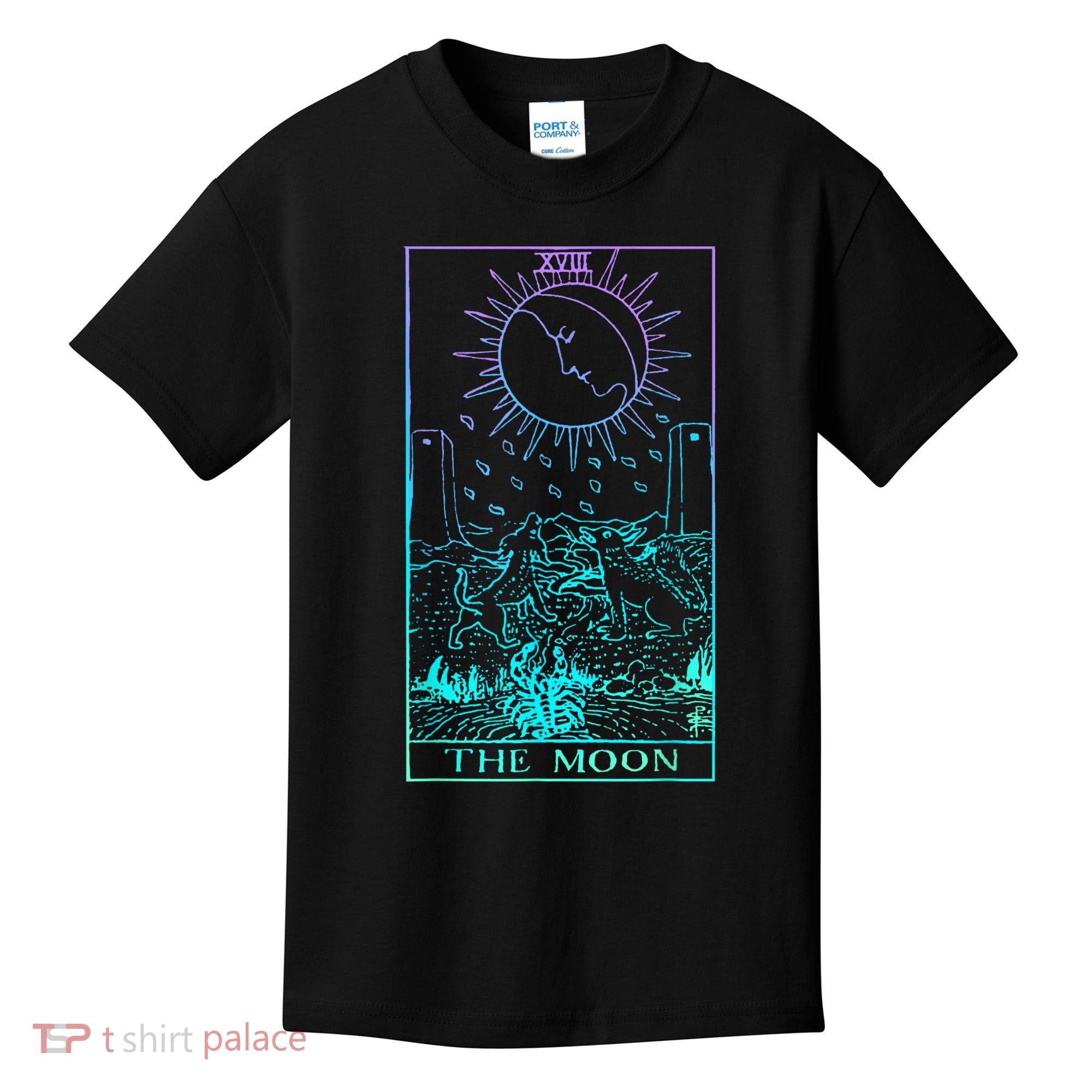 The Moon Tarot Card Rider Waite Witchy Kids T-Shirt