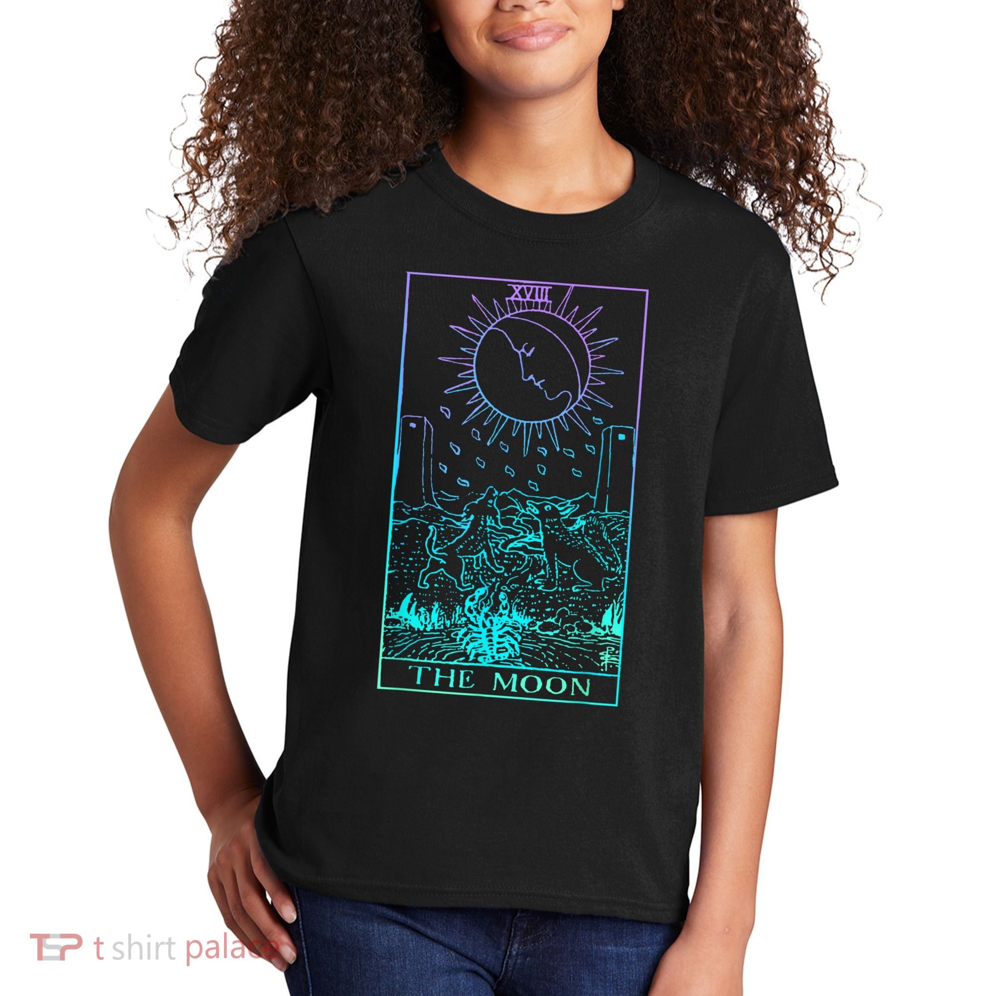 The Moon Tarot Card Rider Waite Witchy Kids T-Shirt