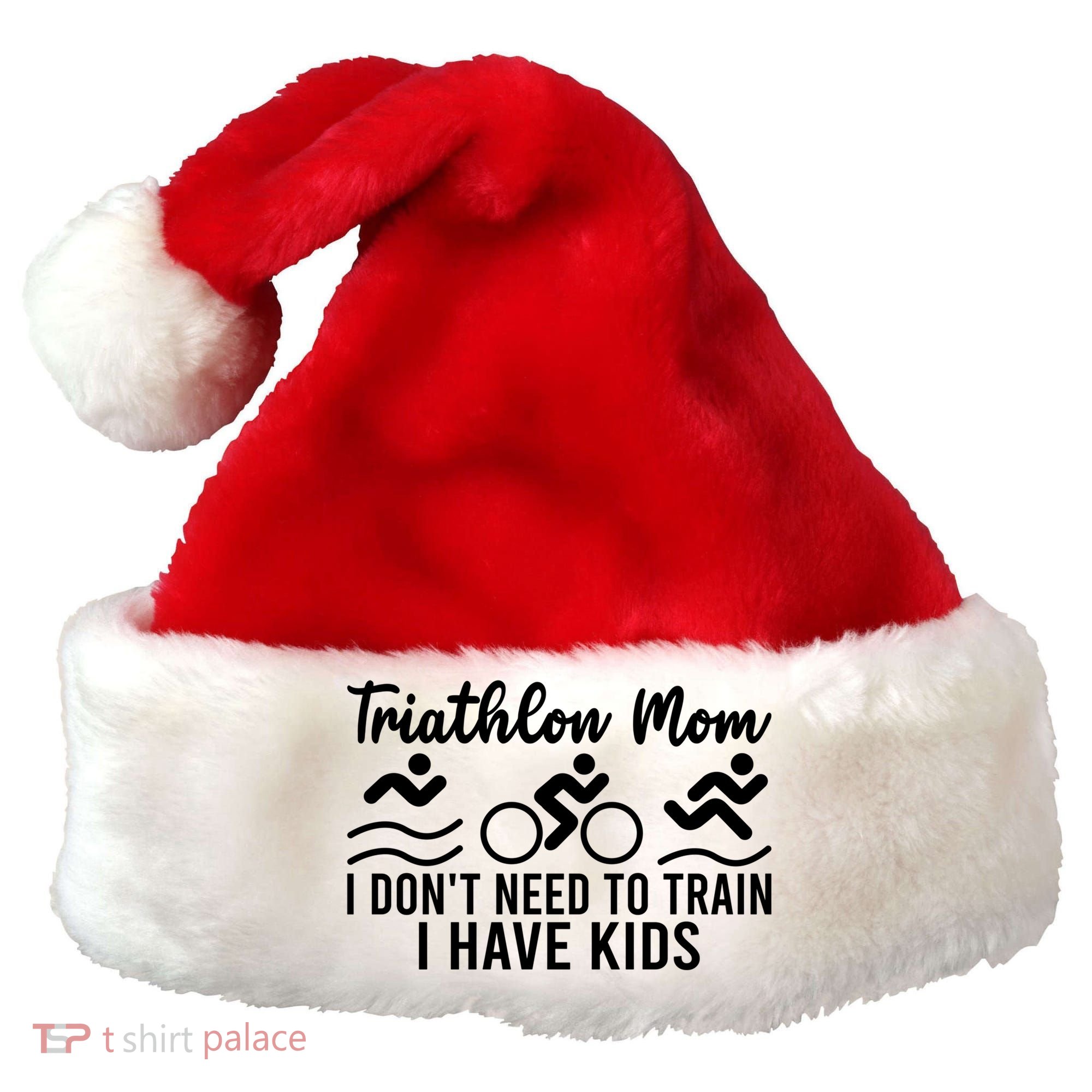 Triathlon Mom Tri Triathletes Athletes Running Mother Great Gift Santa Hat