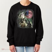 The Mountain Three Wolfs American Flag Moons Women's Sweatshirt thumb 0