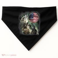 The Mountain Three Wolfs American Flag Moons USA-Made Doggie Bandana thumb 0