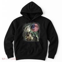 The Mountain Three Wolfs American Flag Moons Hoodie thumb 0