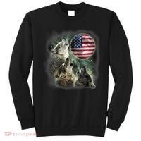 The Mountain Three Wolfs American Flag Moons Sweatshirt thumb 0