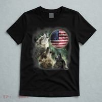 The Mountain Three Wolfs American Flag Moons T-Shirt thumb 5