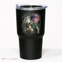 The Mountain Three Wolfs American Flag Moons Tumbler thumb 0