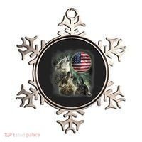 The Mountain Three Wolfs American Flag Moons Ornament thumb 0