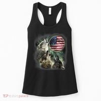 The Mountain Three Wolfs American Flag Moons Women's Tank Top thumb 0