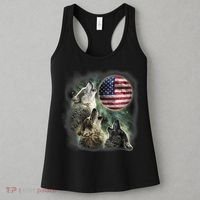 The Mountain Three Wolfs American Flag Moons Women's Tank Top thumb 3