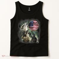The Mountain Three Wolfs American Flag Moons Tank Top thumb 2