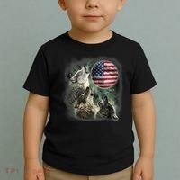 The Mountain Three Wolfs American Flag Moons Toddler T-Shirt thumb 2