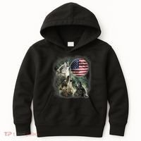 The Mountain Three Wolfs American Flag Moons Kids Hoodie thumb 0