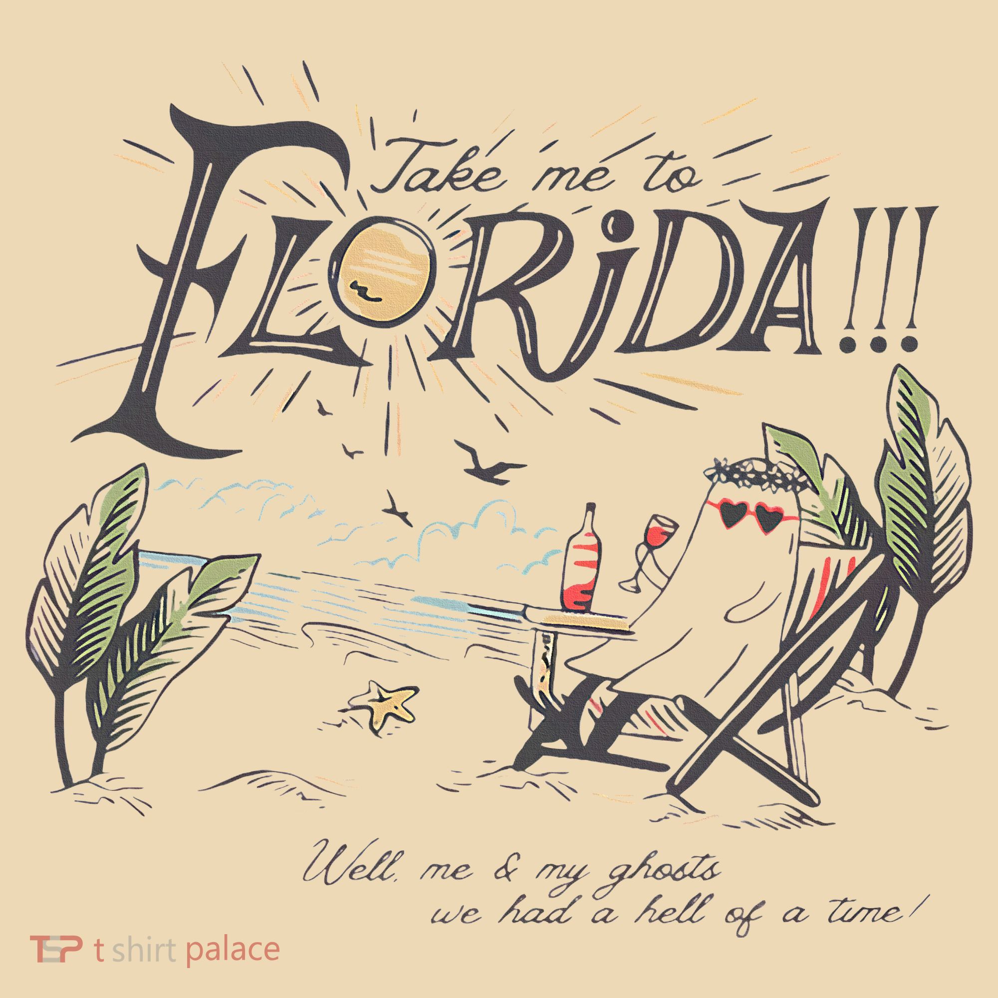 Take Me To The Florida Funny Ghost On The Beach Tote Bag