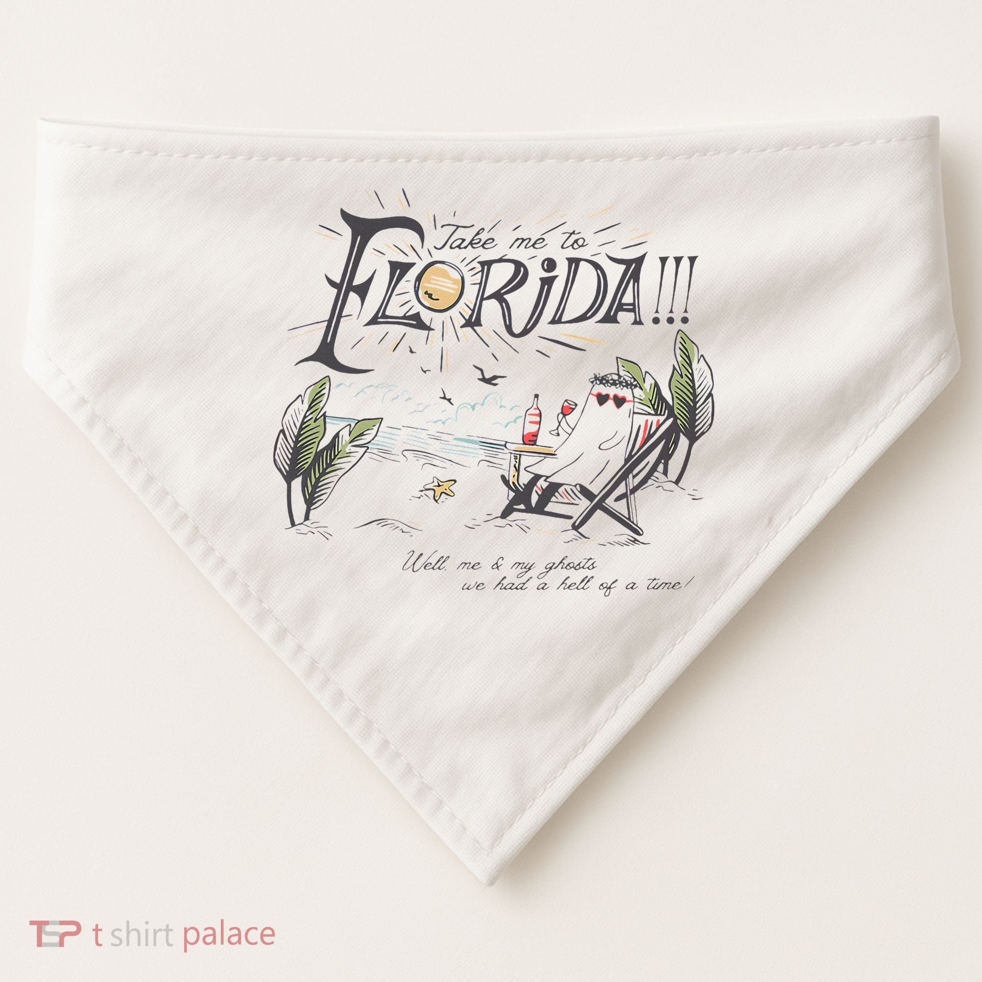 Take Me To The Florida Funny Ghost On The Beach USA-Made Doggie Bandana