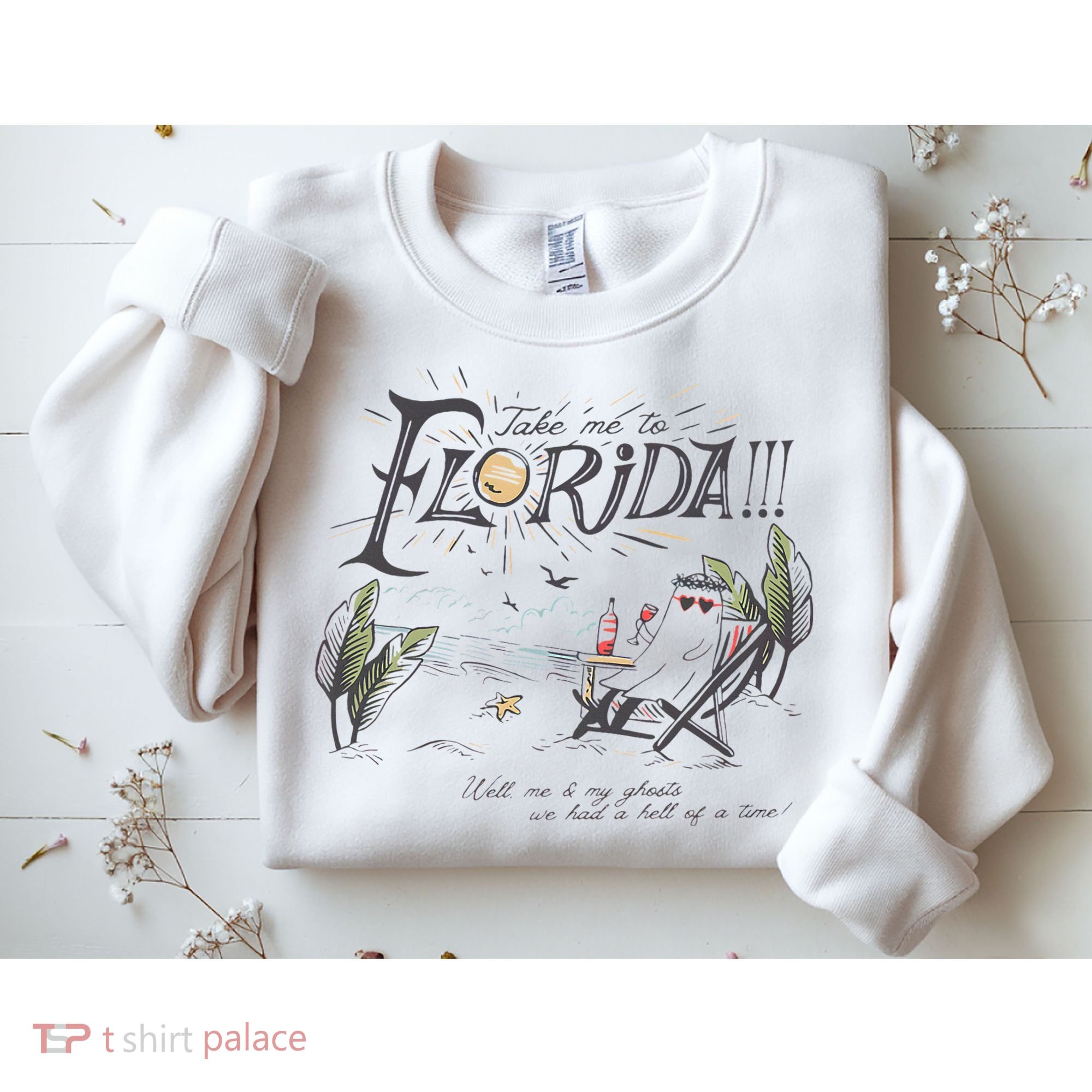 Take Me To The Florida Funny Ghost On The Beach Sweatshirt