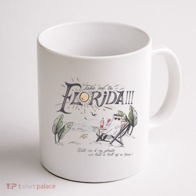 Take Me To The Florida Funny Ghost On The Beach Coffee Mug back