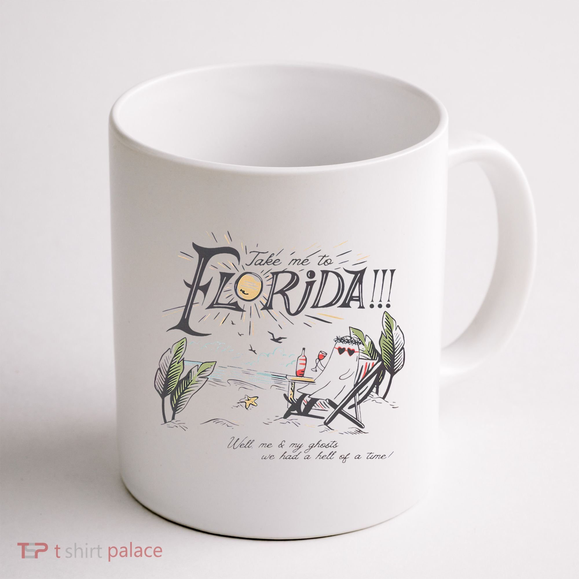 Take Me To The Florida Funny Ghost On The Beach Coffee Mug