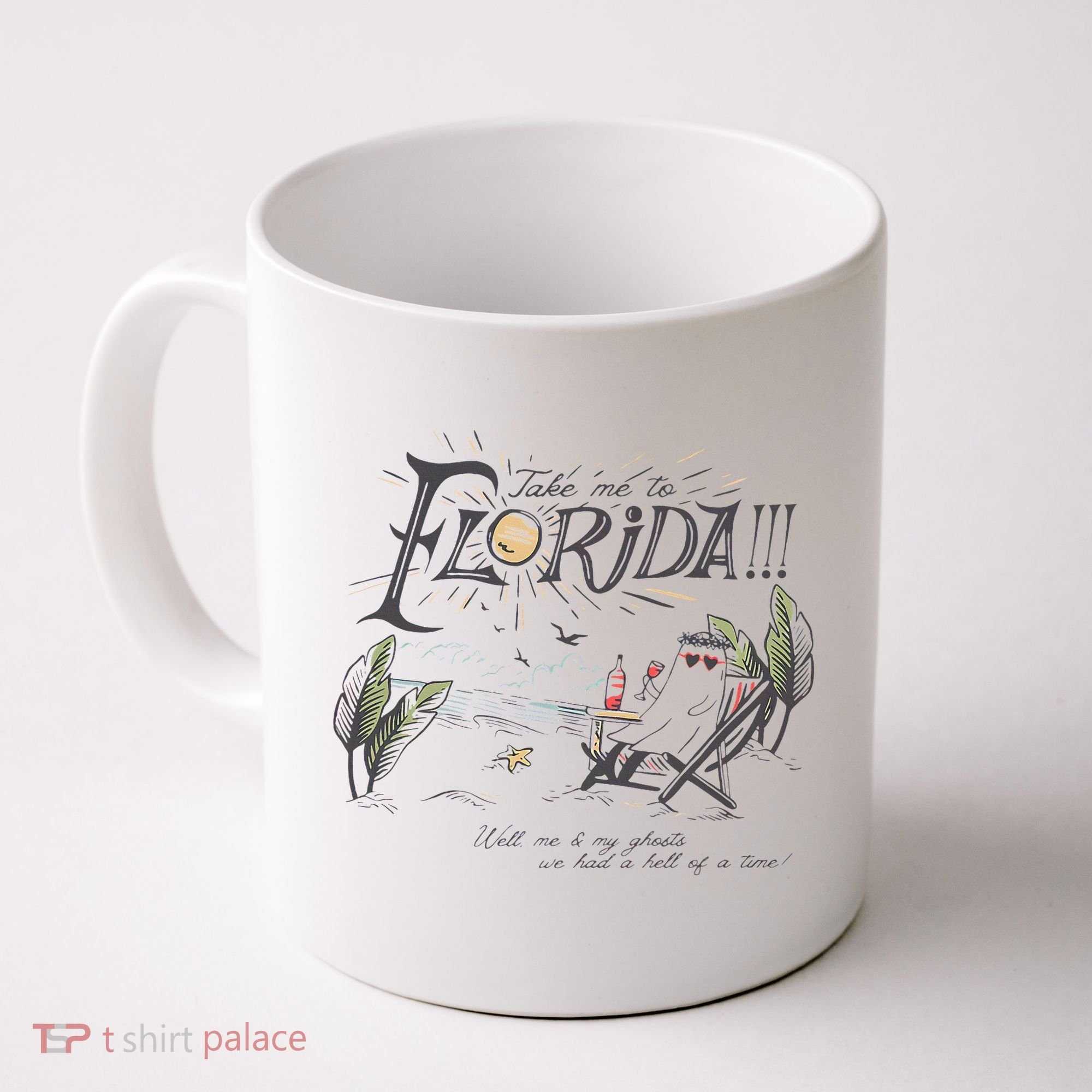 Take Me To The Florida Funny Ghost On The Beach Coffee Mug