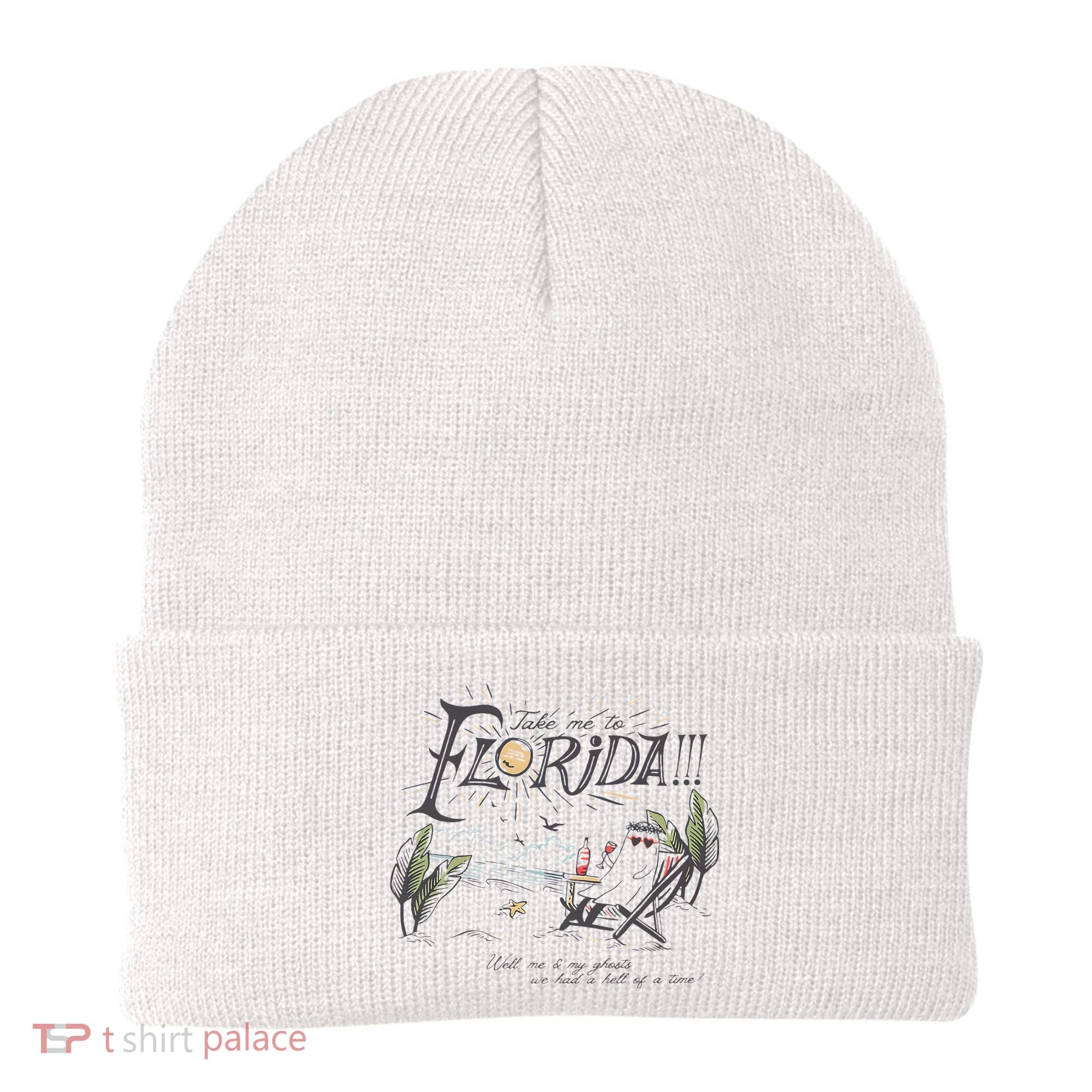 Take Me To The Florida Funny Ghost On The Beach Beanie