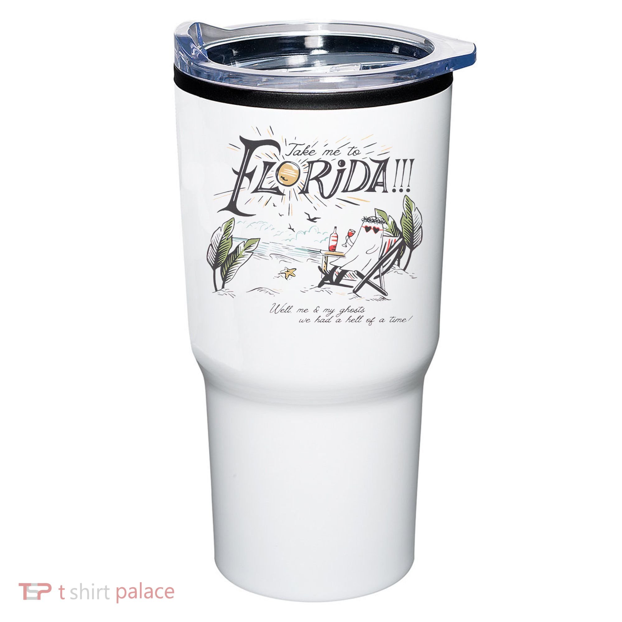 Take Me To The Florida Funny Ghost On The Beach Tumbler