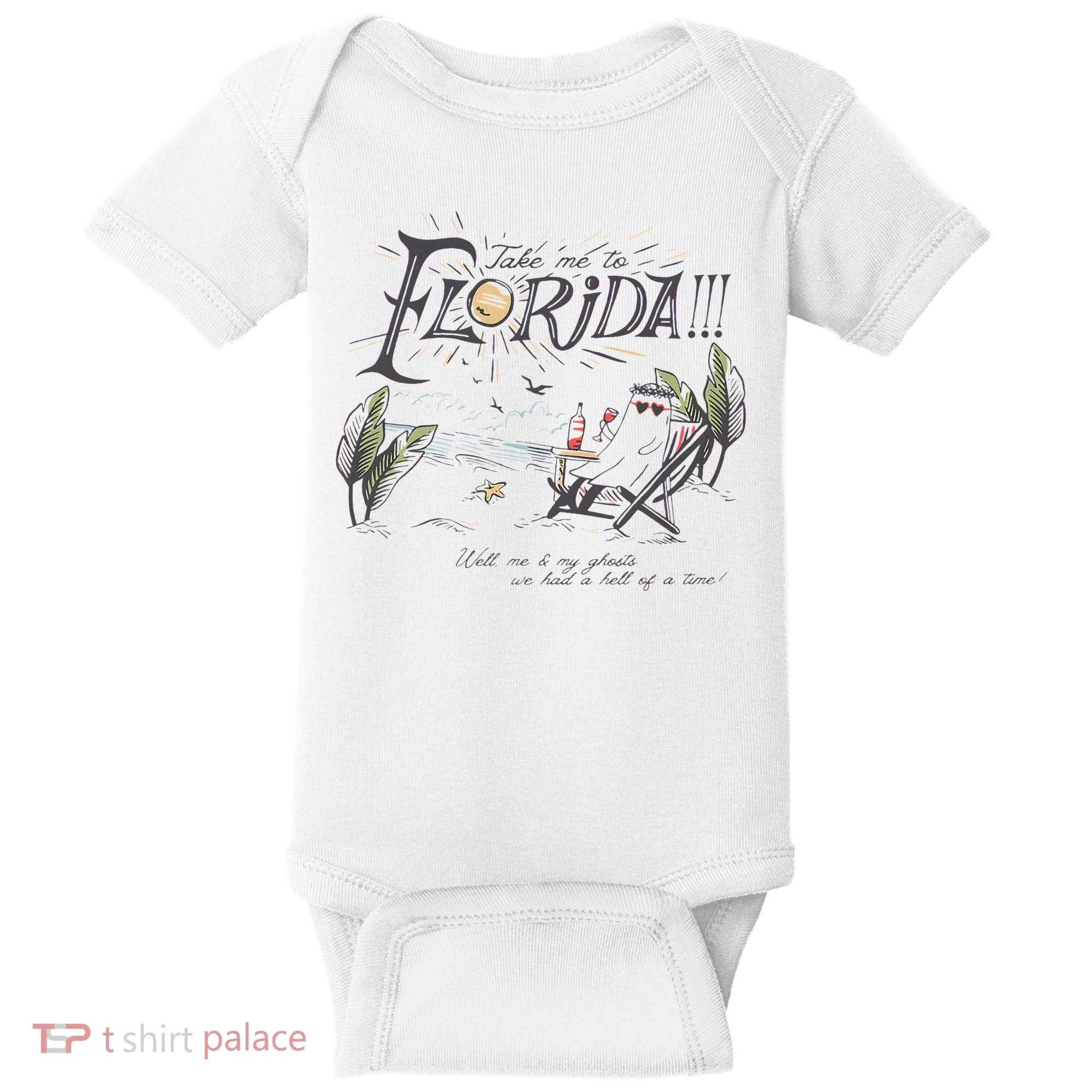 Take Me To The Florida Funny Ghost On The Beach Baby Bodysuit