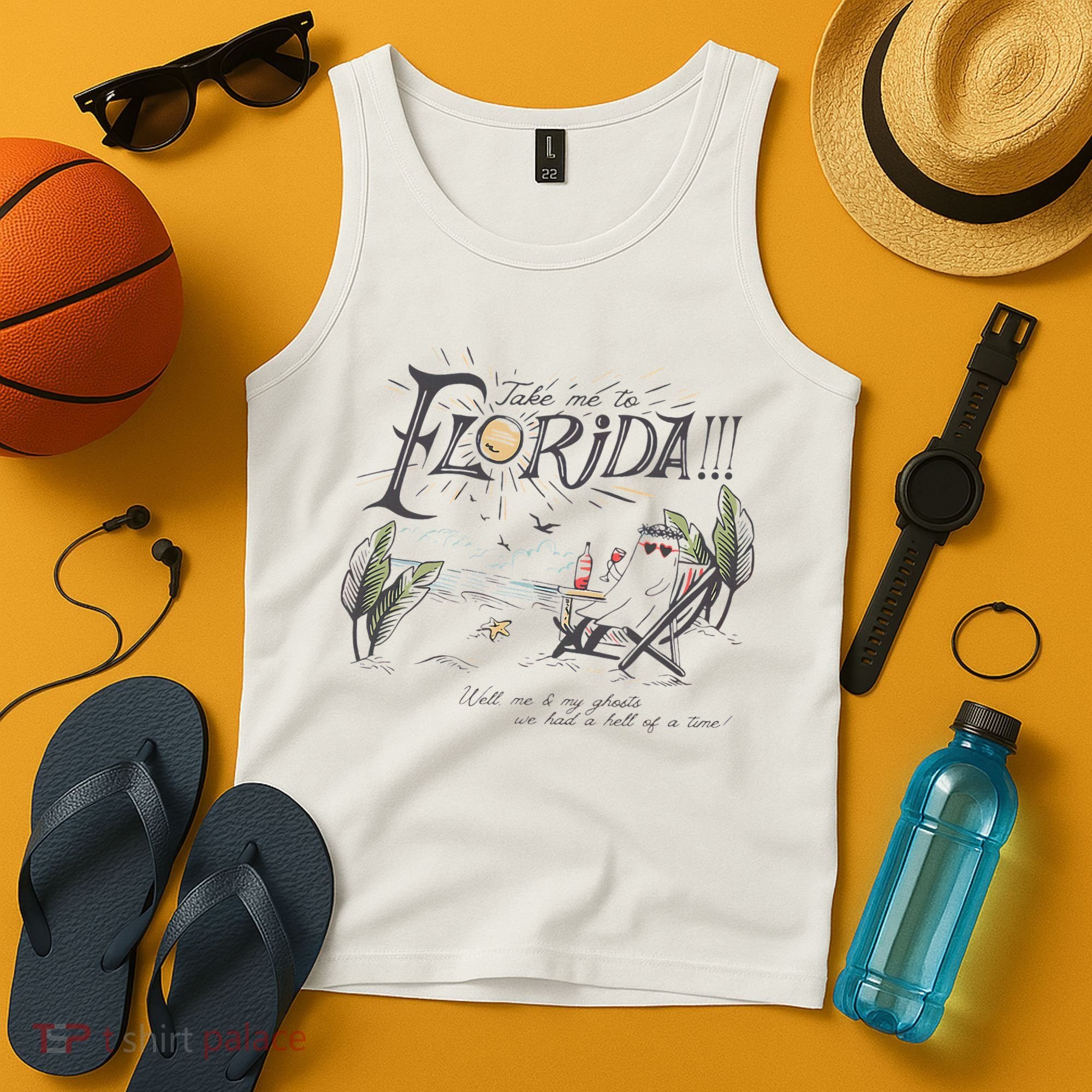 Take Me To The Florida Funny Ghost On The Beach Tank Top
