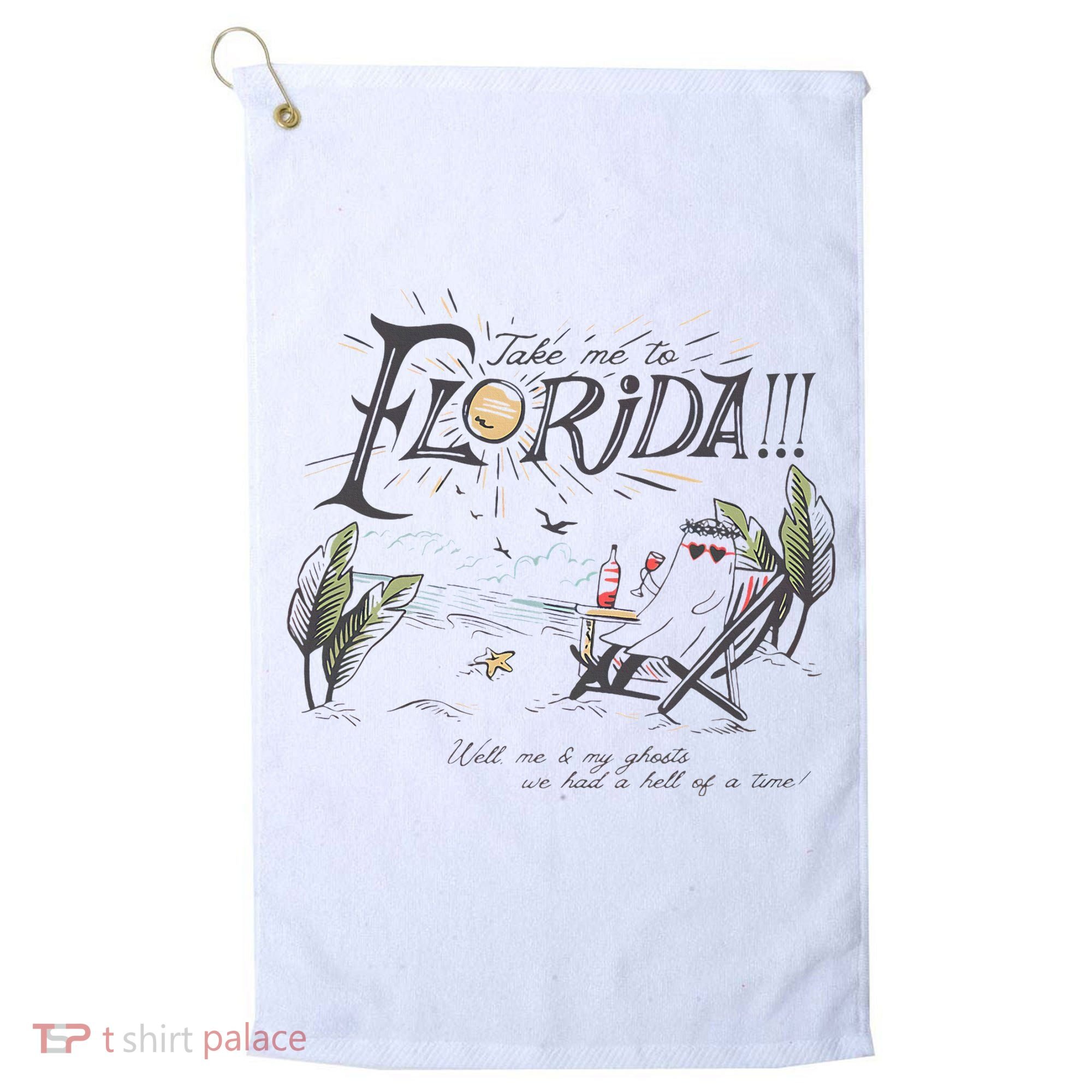 Take Me To The Florida Funny Ghost On The Beach Golf Towel