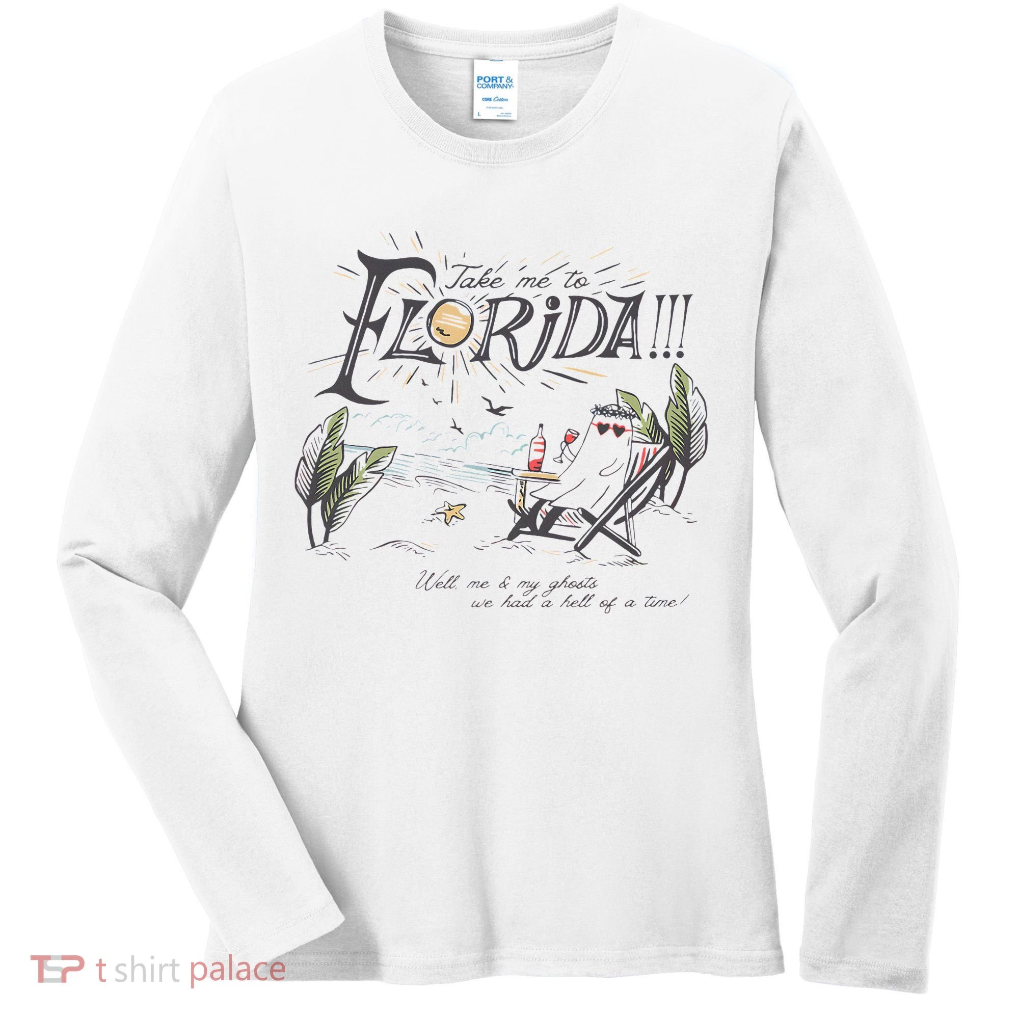 Take Me To The Florida Funny Ghost On The Beach Women's Long Sleeve Shirt