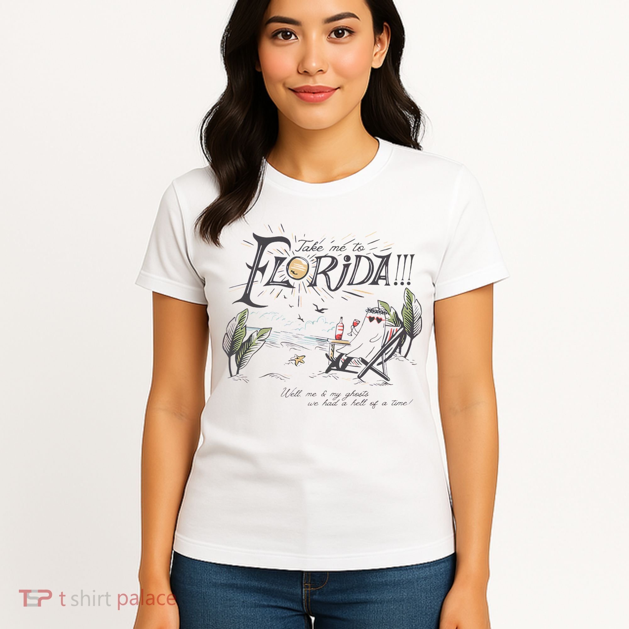 Take Me To The Florida Funny Ghost On The Beach Women's T-Shirt