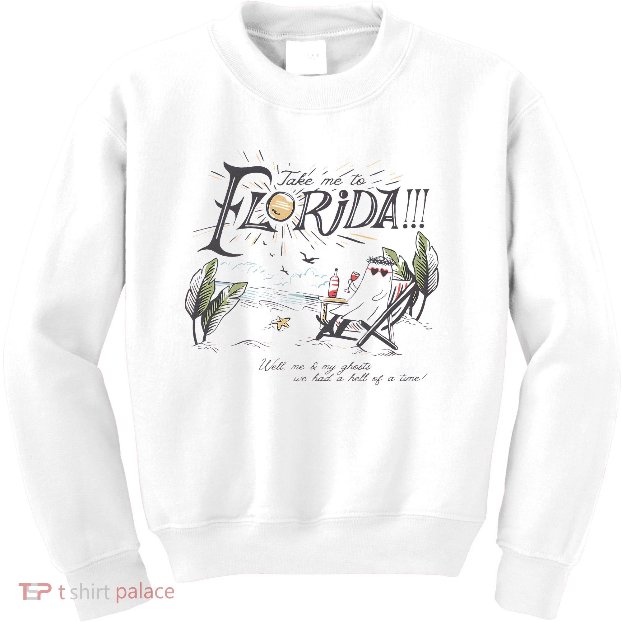 Take Me To The Florida Funny Ghost On The Beach Kids Sweatshirt